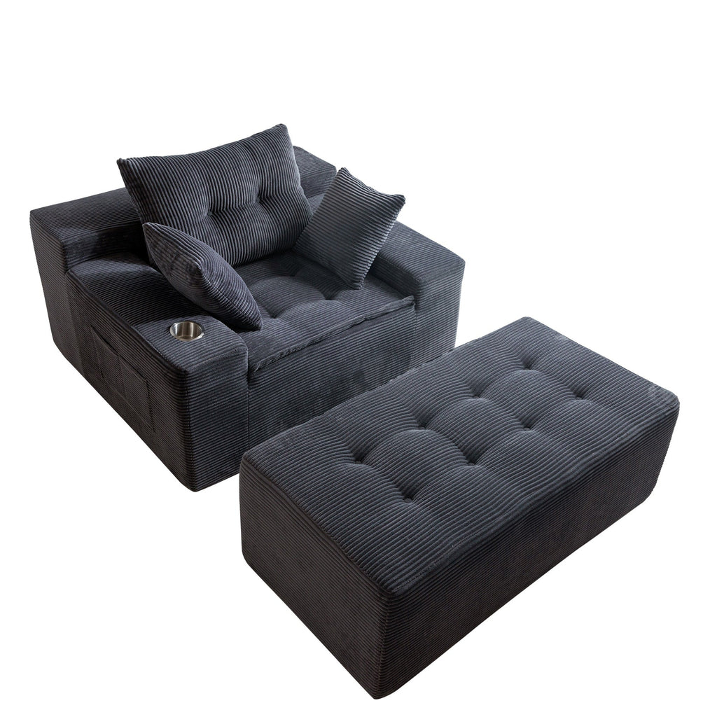 Sofa mit Cordbezug und Memory-Schaum-Sofa mit passendem Hocker und Sitzsack – 48,4 cm L x 67,7 cm B x 24,4 cm H