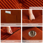 Sofa mit Cordbezug und Memory-Schaum-Sofa mit passendem Hocker und Sitzsack – 48,4 cm L x 67,7 cm B x 24,4 cm H