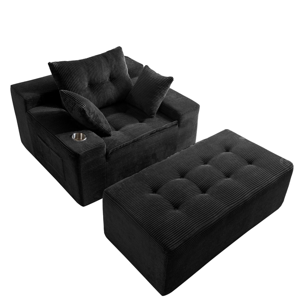 Sofa mit Cordbezug und Memory-Schaum-Sofa mit passendem Hocker und Sitzsack – 48,4 cm L x 67,7 cm B x 24,4 cm H