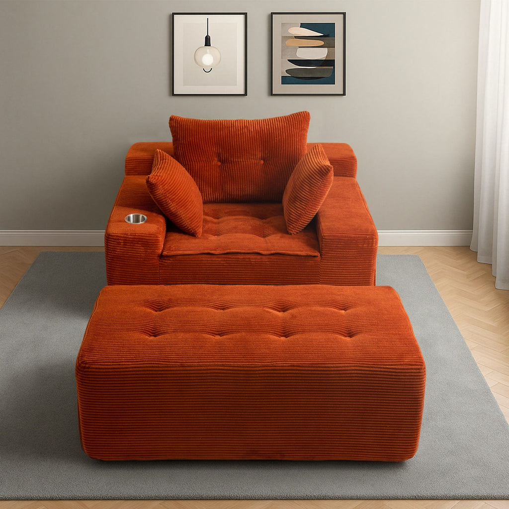 Sofa mit Cordbezug und Memory-Schaum-Sofa mit passendem Hocker und Sitzsack – 48,4 cm L x 67,7 cm B x 24,4 cm H