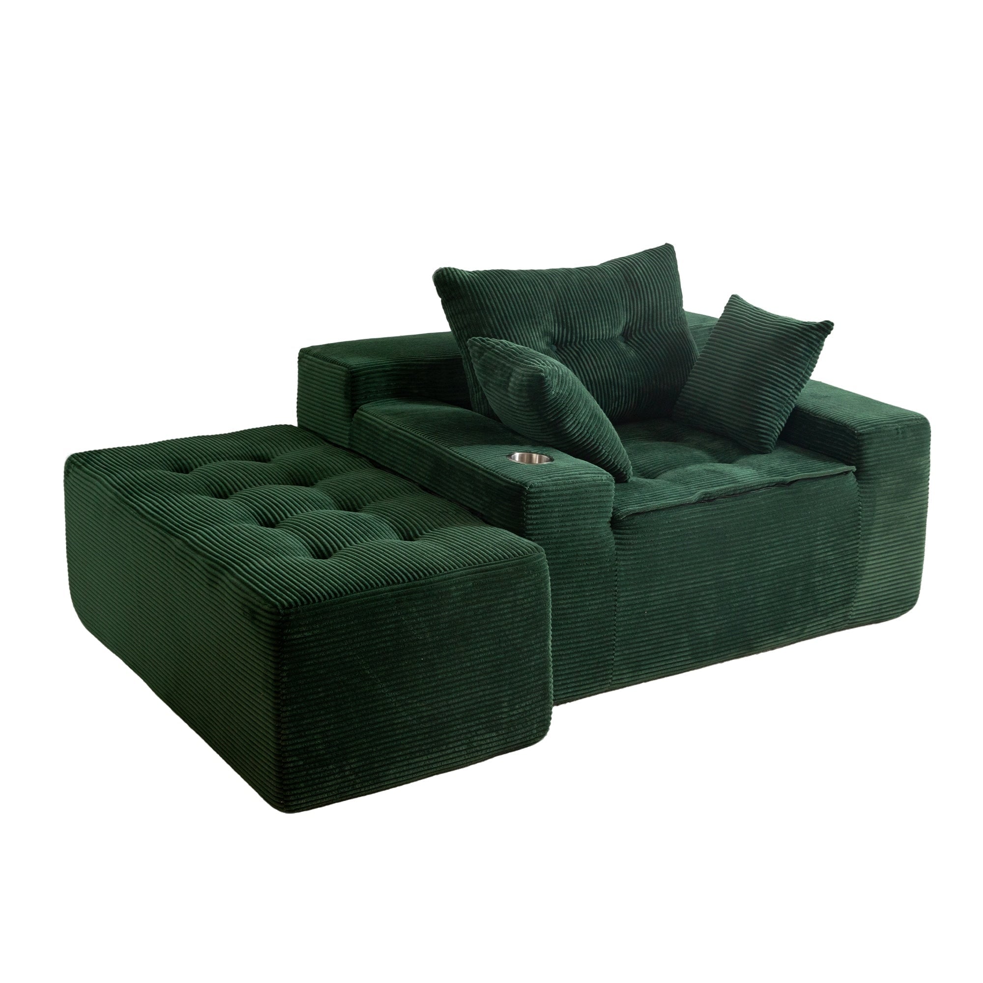 Sofa mit Cordbezug und Memory-Schaum-Sofa mit passendem Hocker und Sitzsack – 48,4 cm L x 67,7 cm B x 24,4 cm H