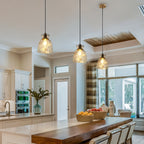 Elisie Pendelleuchte im Mid-Century-Modern-Stil, 1-flammig, Wasserfallform, gehämmertes Glas, Kuppel, Kücheninselbeleuchtung, Esszimmer