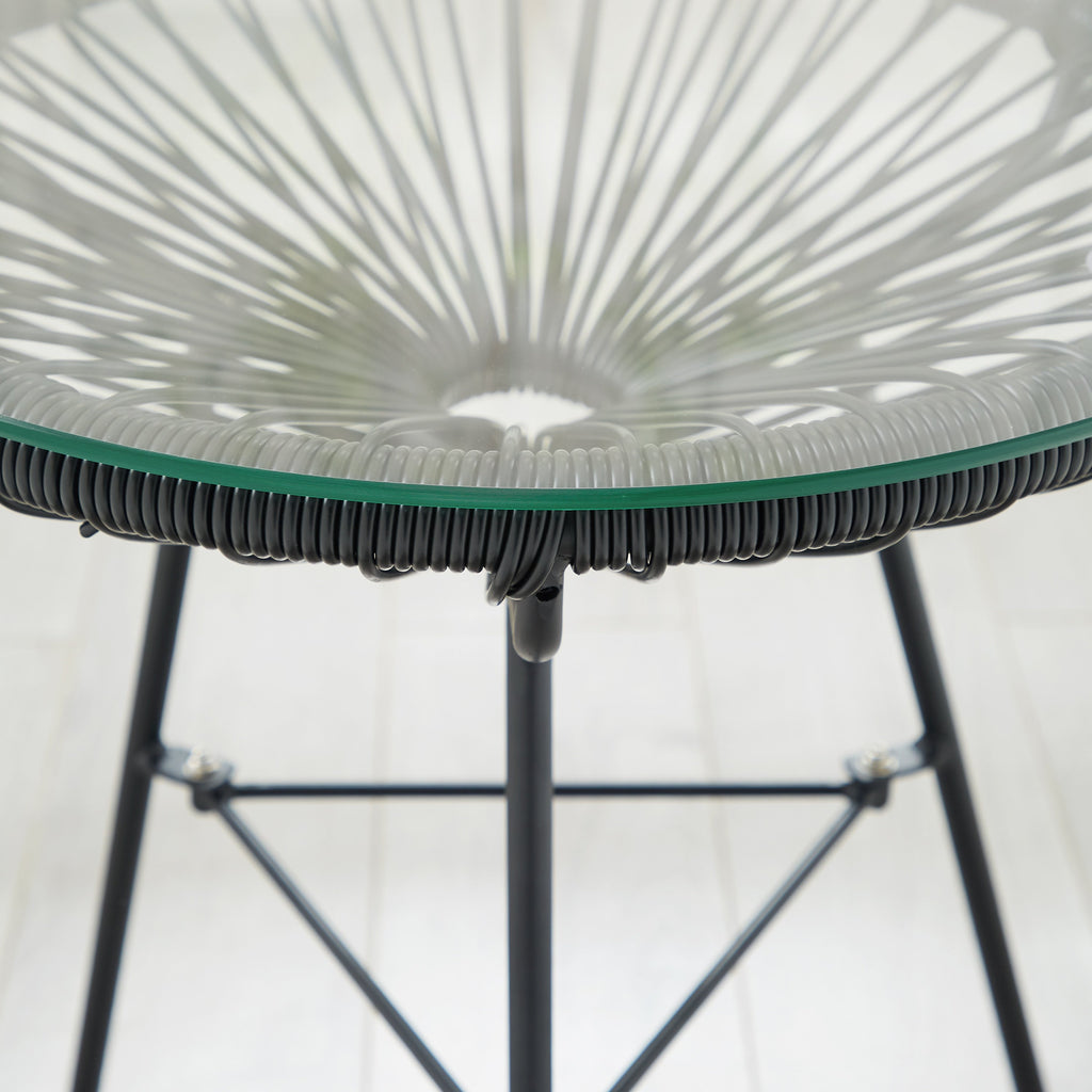 Corvus Sarcelles 3-teiliges modernes Bistro-Set aus Korbgeflecht im Acapulco-Stil