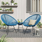 Corvus Sarcelles 3-teiliges modernes Bistro-Set aus Korbgeflecht im Acapulco-Stil
