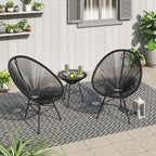 Corvus Sarcelles 3-teiliges modernes Bistro-Set aus Korbgeflecht im Acapulco-Stil