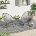 Corvus Sarcelles 3-teiliges modernes Bistro-Set aus Korbgeflecht im Acapulco-Stil