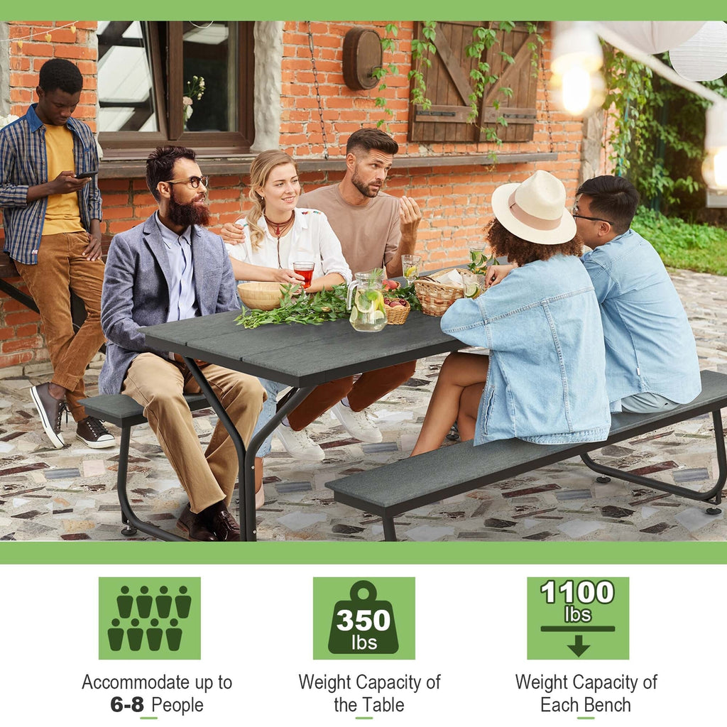 Costway 183 cm Picknicktisch- und Bankset für den Außenbereich, robuster HDPE-Tisch – Details anzeigen