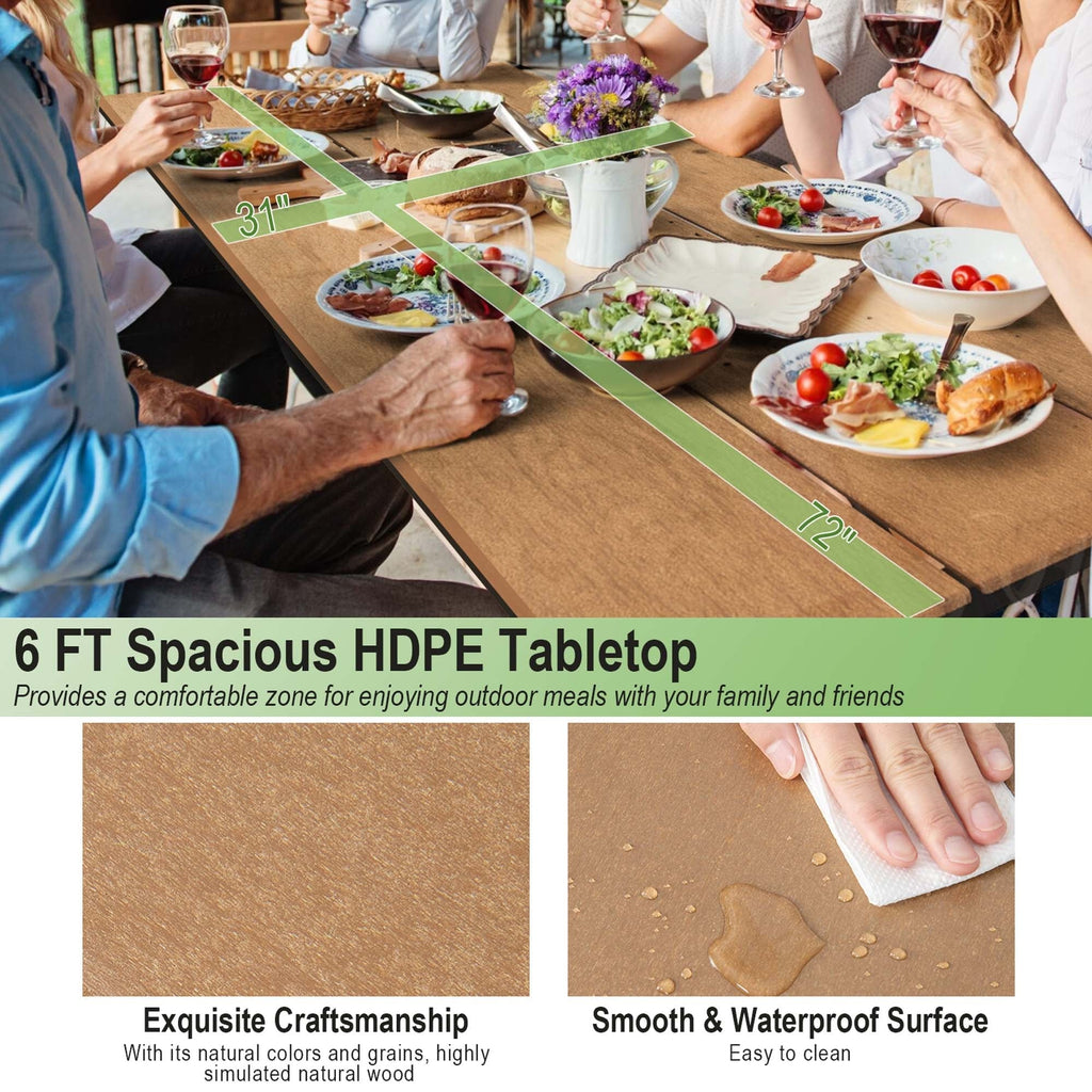 Costway 183 cm Picknicktisch- und Bankset für den Außenbereich, robuster HDPE-Tisch – Details anzeigen