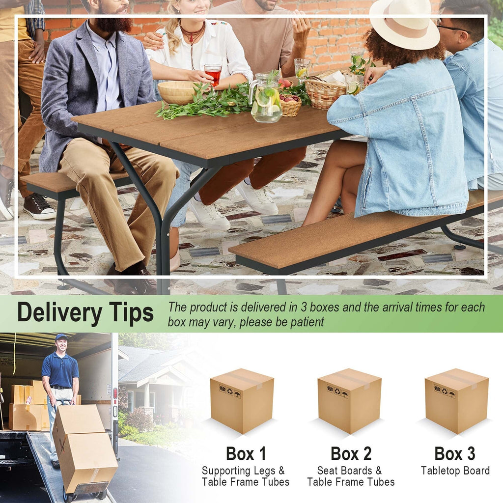 Costway 183 cm Picknicktisch- und Bankset für den Außenbereich, robuster HDPE-Tisch – Details anzeigen