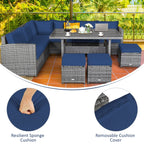 Costway 7-teiliges Gartenmöbel-Set aus Rattan mit Essbereich, Sofa, Couch und Hocker – Details ansehen
