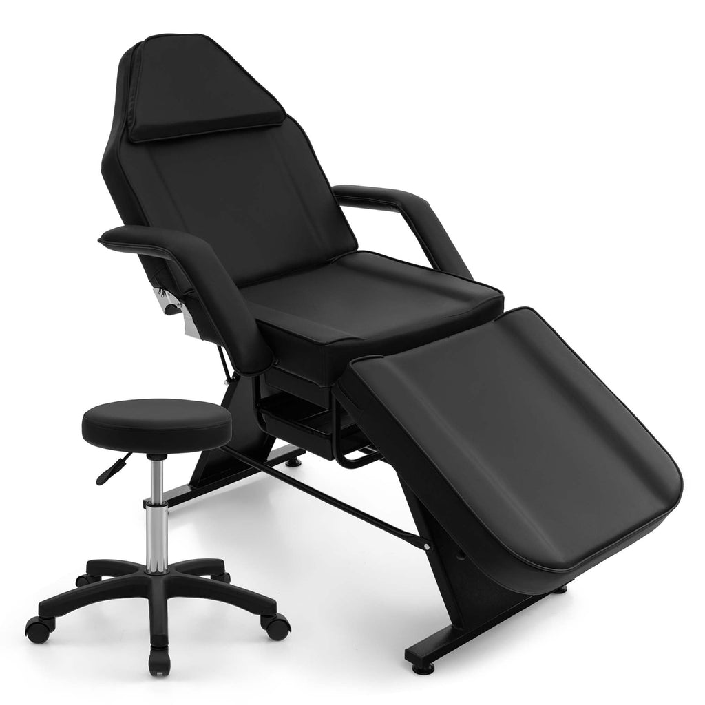 Costway 72 Massageliege mit hydraulischem Hocker, verstellbarer Rückenlehne &amp;