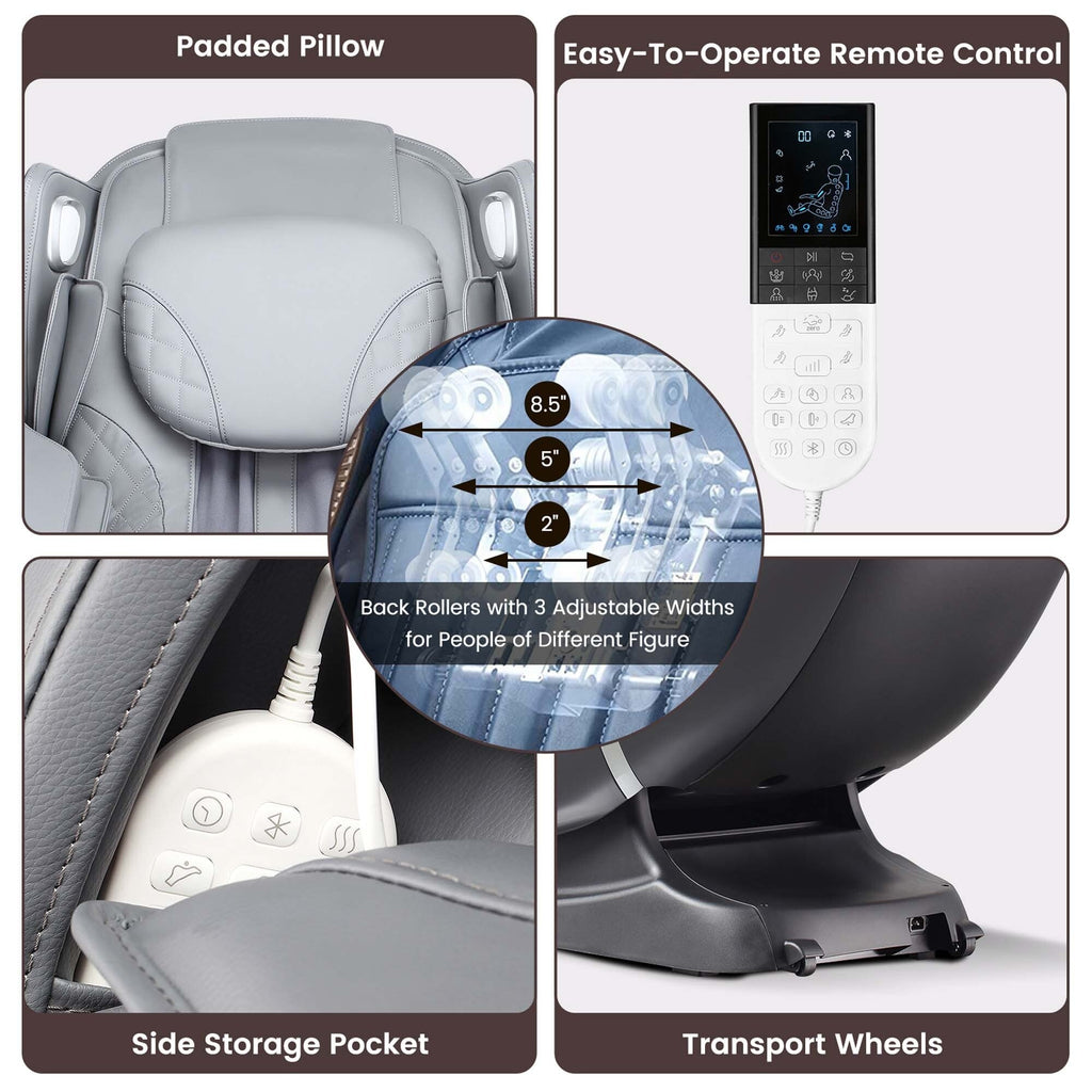Costway Ganzkörper-Massagesessel mit Sprachsteuerung, Wärmefunktion und Fußrolle