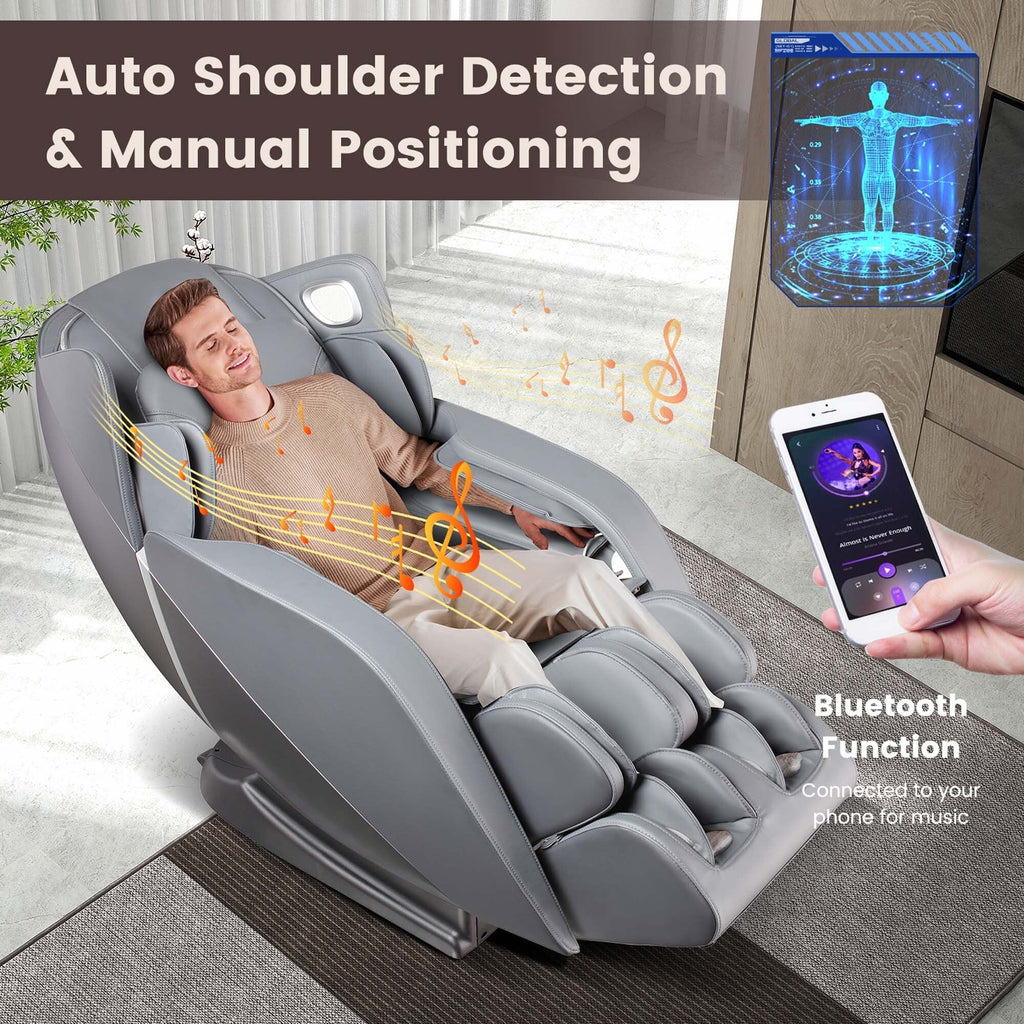 Costway Ganzkörper-Massagesessel mit Sprachsteuerung, Wärmefunktion und Fußrolle