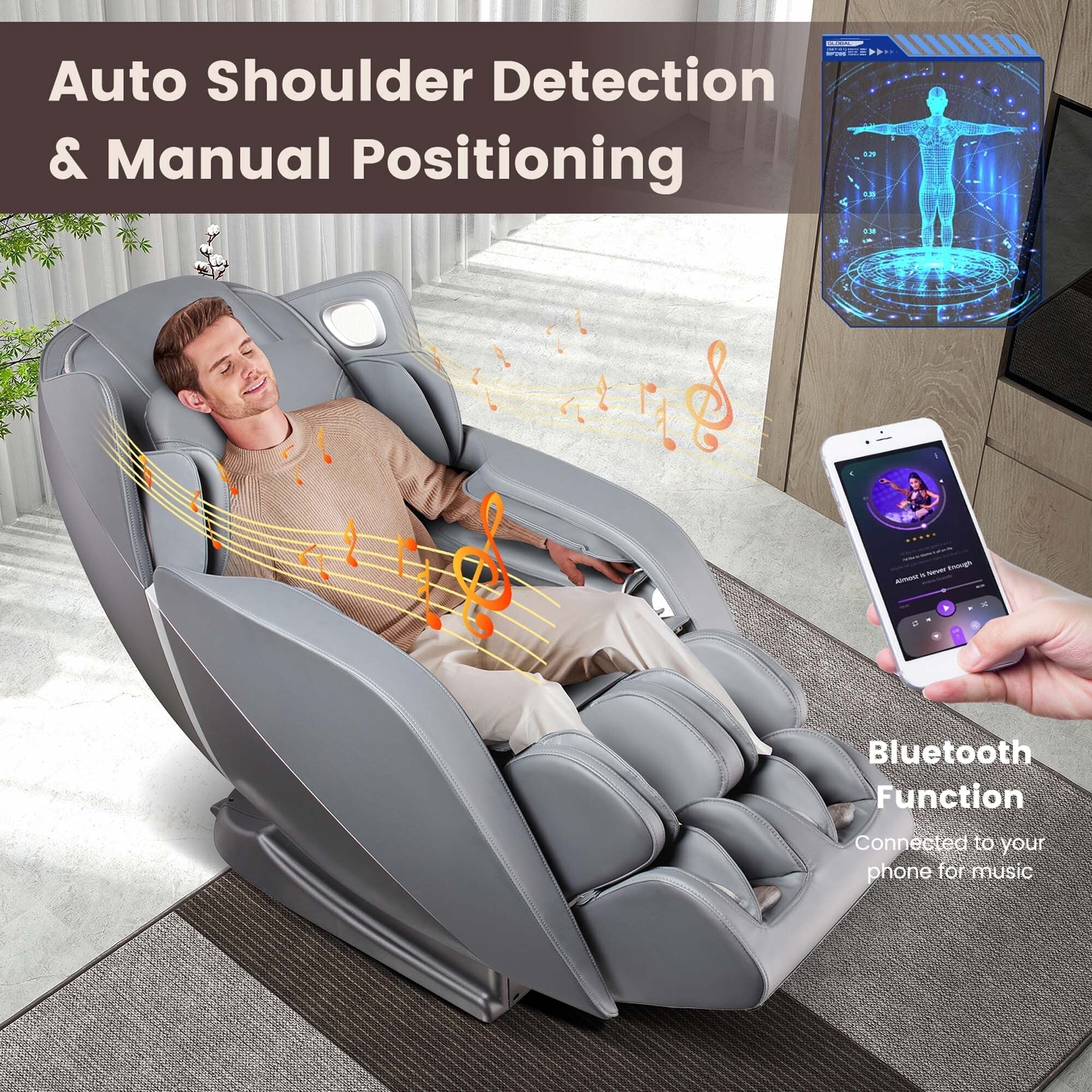 Costway Ganzkörper-Massagesessel mit Sprachsteuerung, Wärmefunktion und Fußrolle