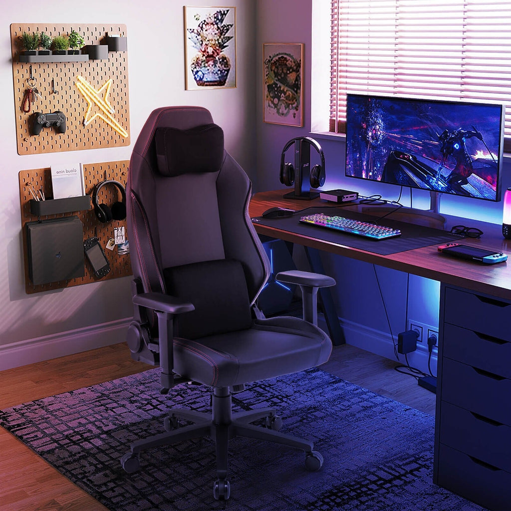 Costway Gaming-Stuhl, ergonomischer Computerstuhl mit hoher Rückenlehne und Wippfunktion – Details ansehen