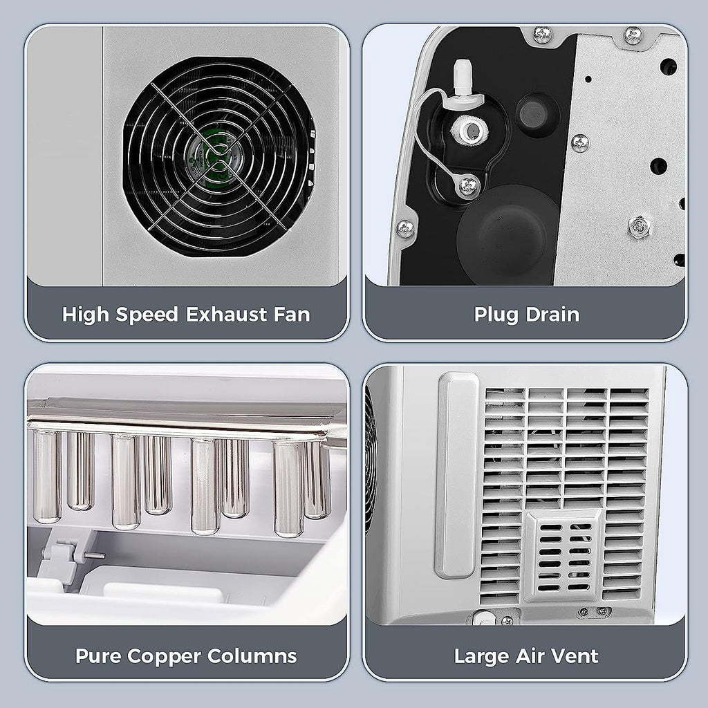 Tisch-Eiswürfelmaschine, Eiswürfel in 6–8 Minuten fertig, inklusive Eisschaufel und -korb