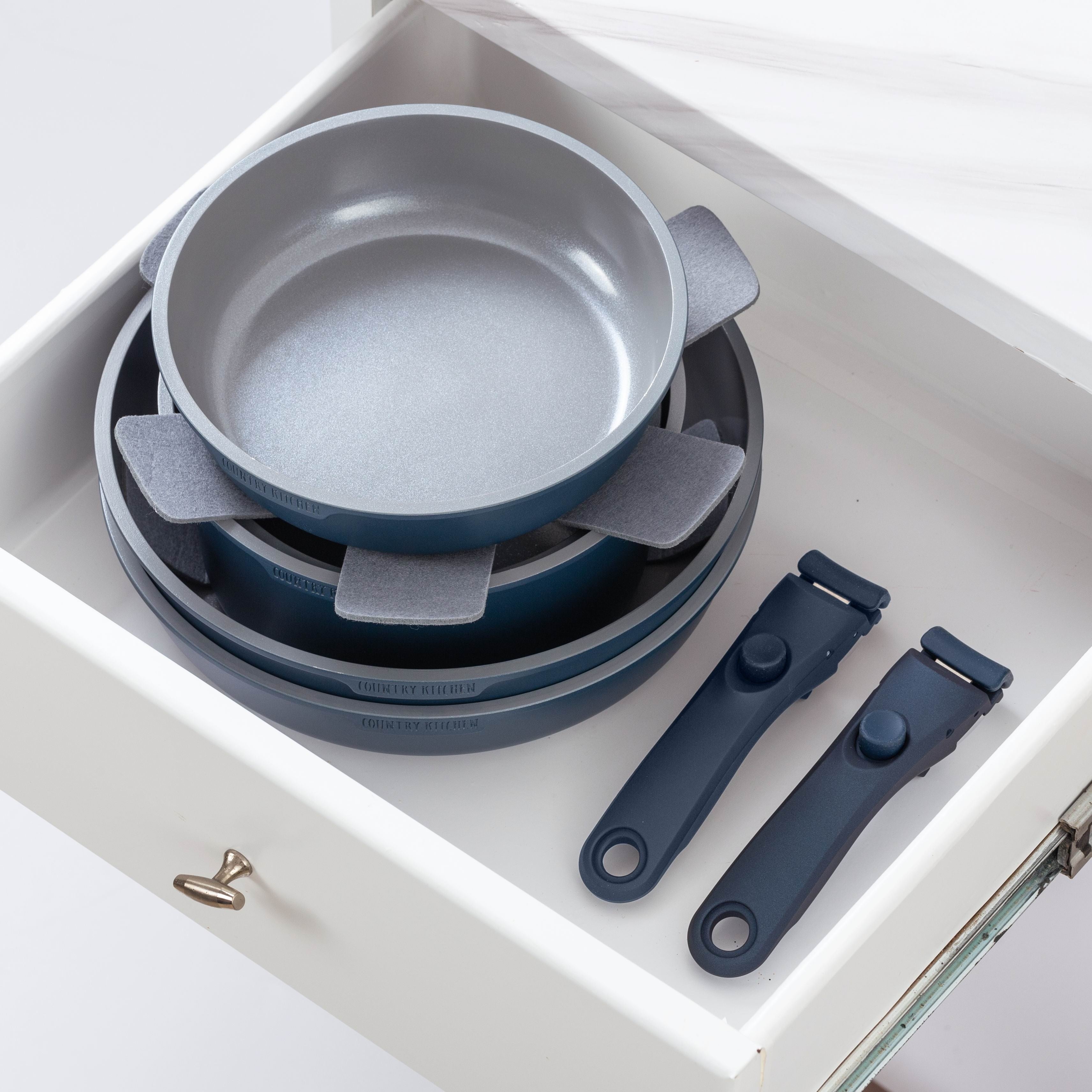 Country Kitchen 16-teiliges Wohnmobil-Kochgeschirrset, Keramik, mit abnehmbarem Griff, ofenfest