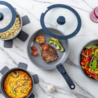 Country Kitchen 16-teiliges Wohnmobil-Kochgeschirrset, Keramik, mit abnehmbarem Griff, ofenfest