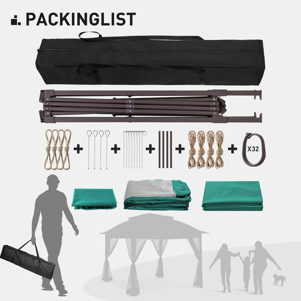 Cozywor 11 ft. x 11 ft. Pop-Up Stahl-Pavillon mit Moskitonetz