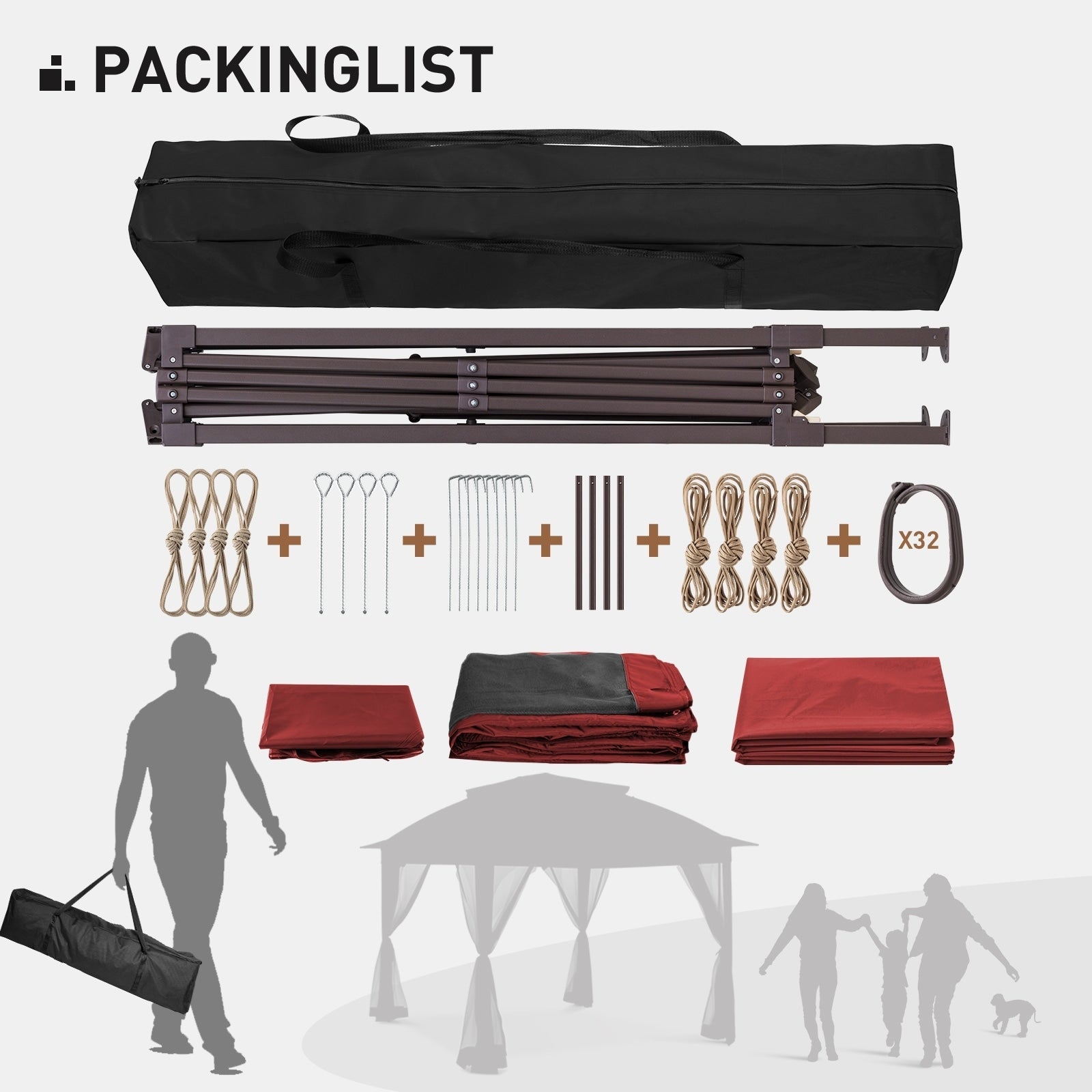 Cozywor 11 ft. x 11 ft. Pop-Up Stahl-Pavillon mit Moskitonetz