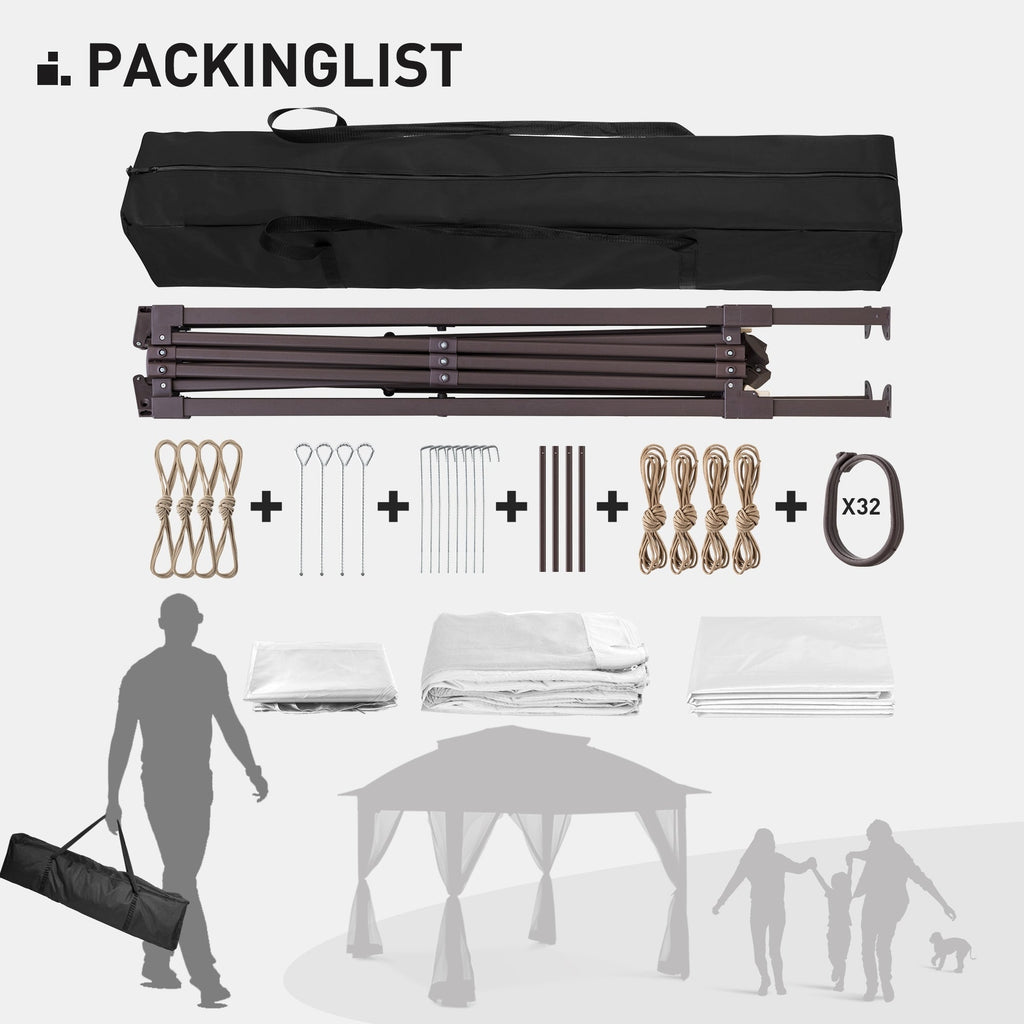 Cozywor 11 ft. x 11 ft. Pop-Up Stahl-Pavillon mit Moskitonetz