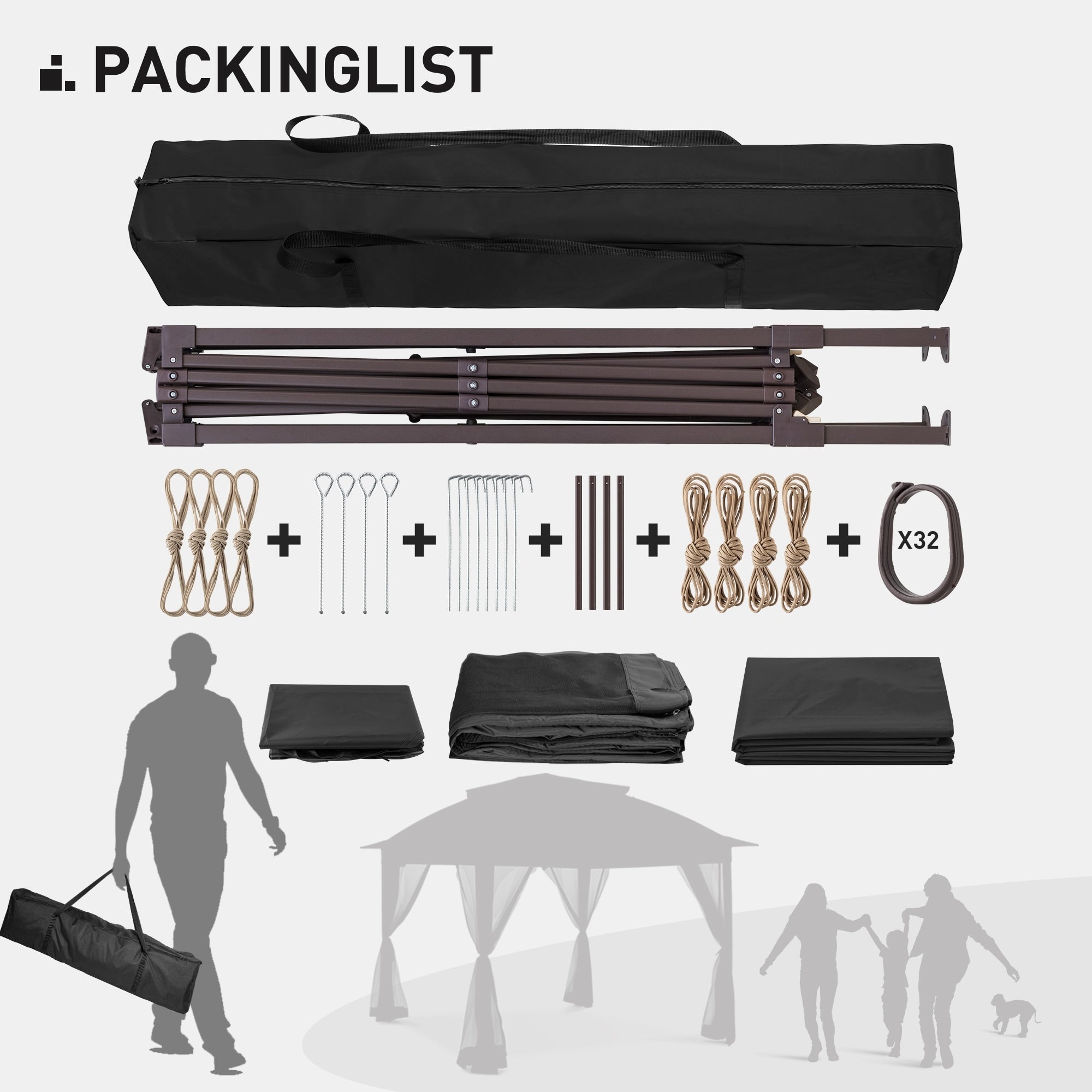 Cozywor 11 ft. x 11 ft. Pop-Up Stahl-Pavillon mit Moskitonetz