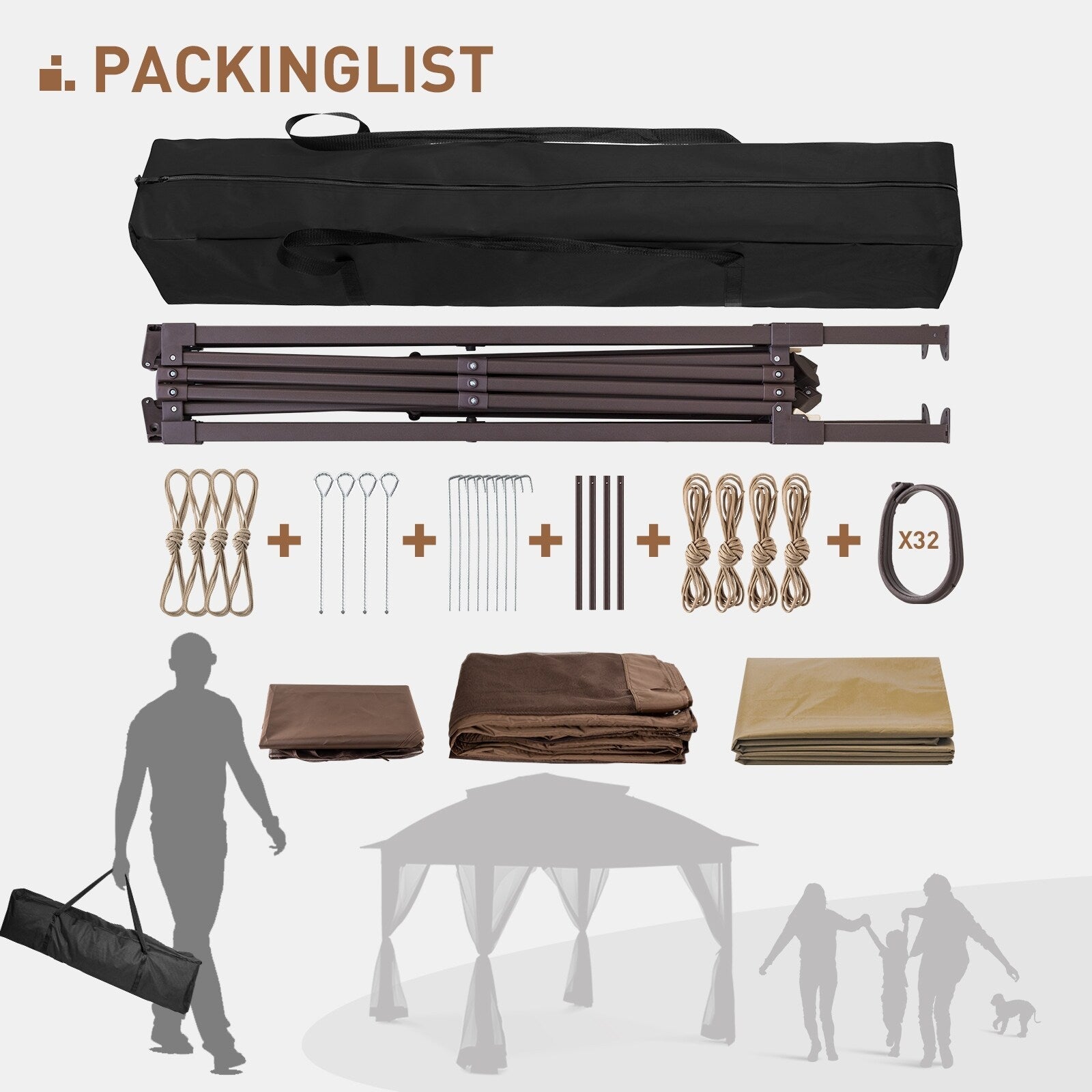 Cozywor 11 ft. x 11 ft. Pop-Up Stahl-Pavillon mit Moskitonetz