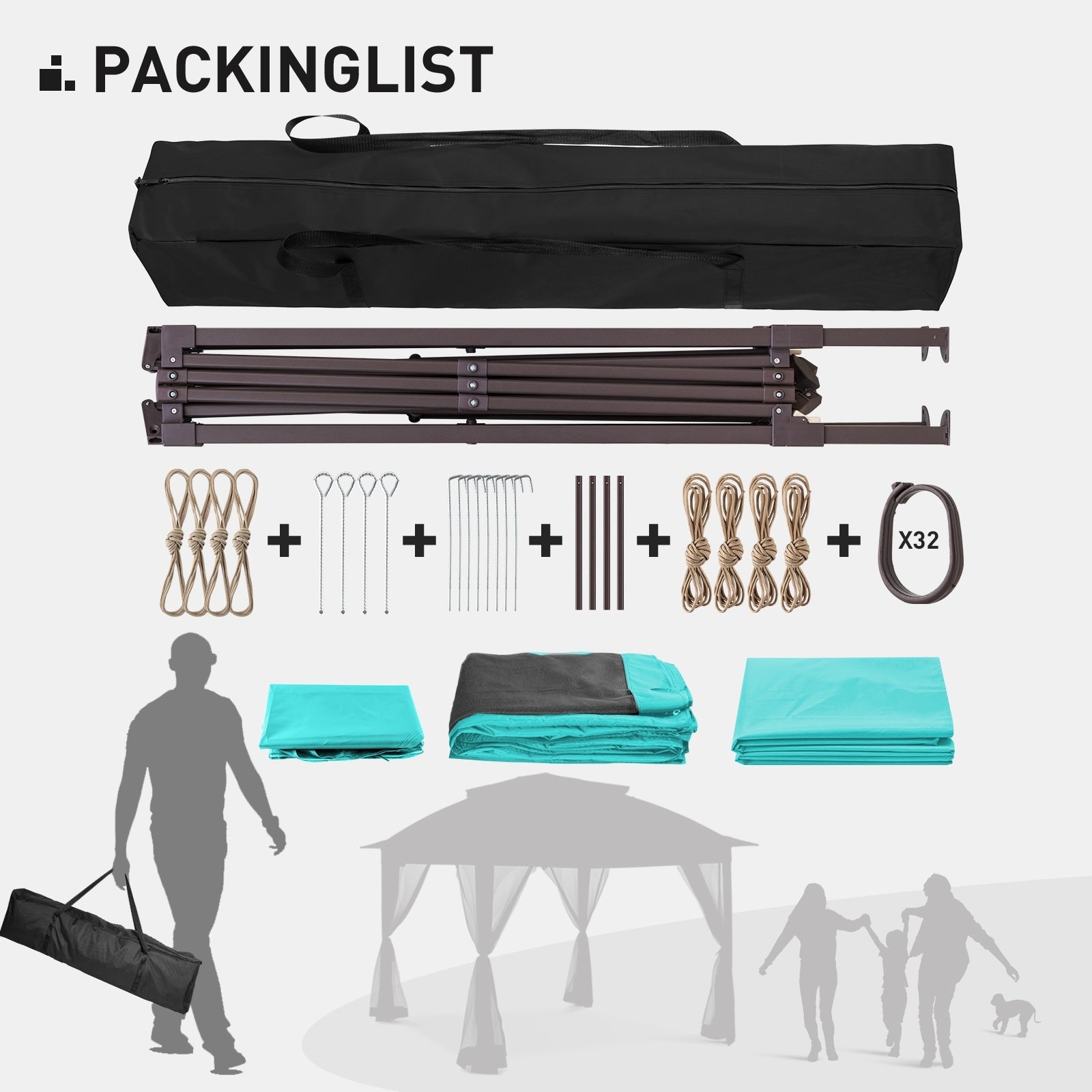 Cozywor 11 ft. x 11 ft. Pop-Up Stahl-Pavillon mit Moskitonetz