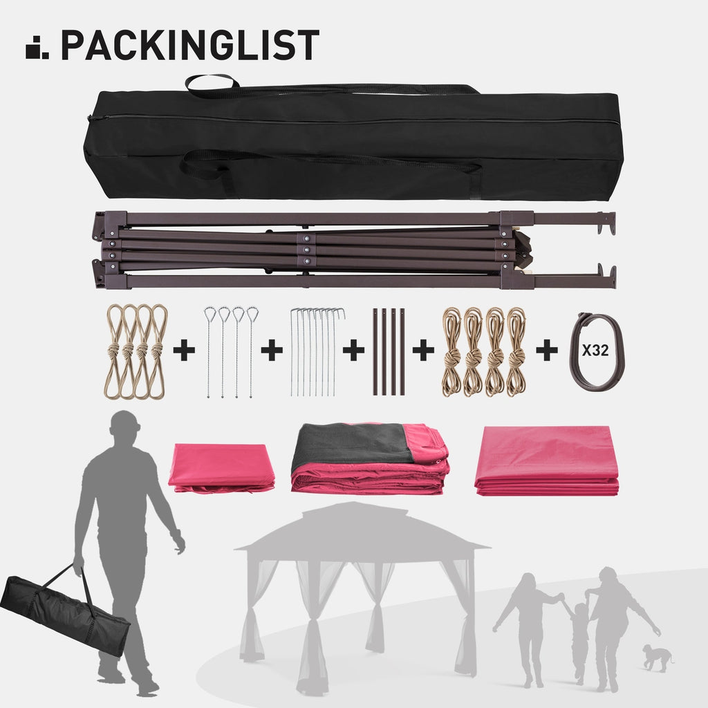 Cozywor 11 ft. x 11 ft. Pop-Up Stahl-Pavillon mit Moskitonetz