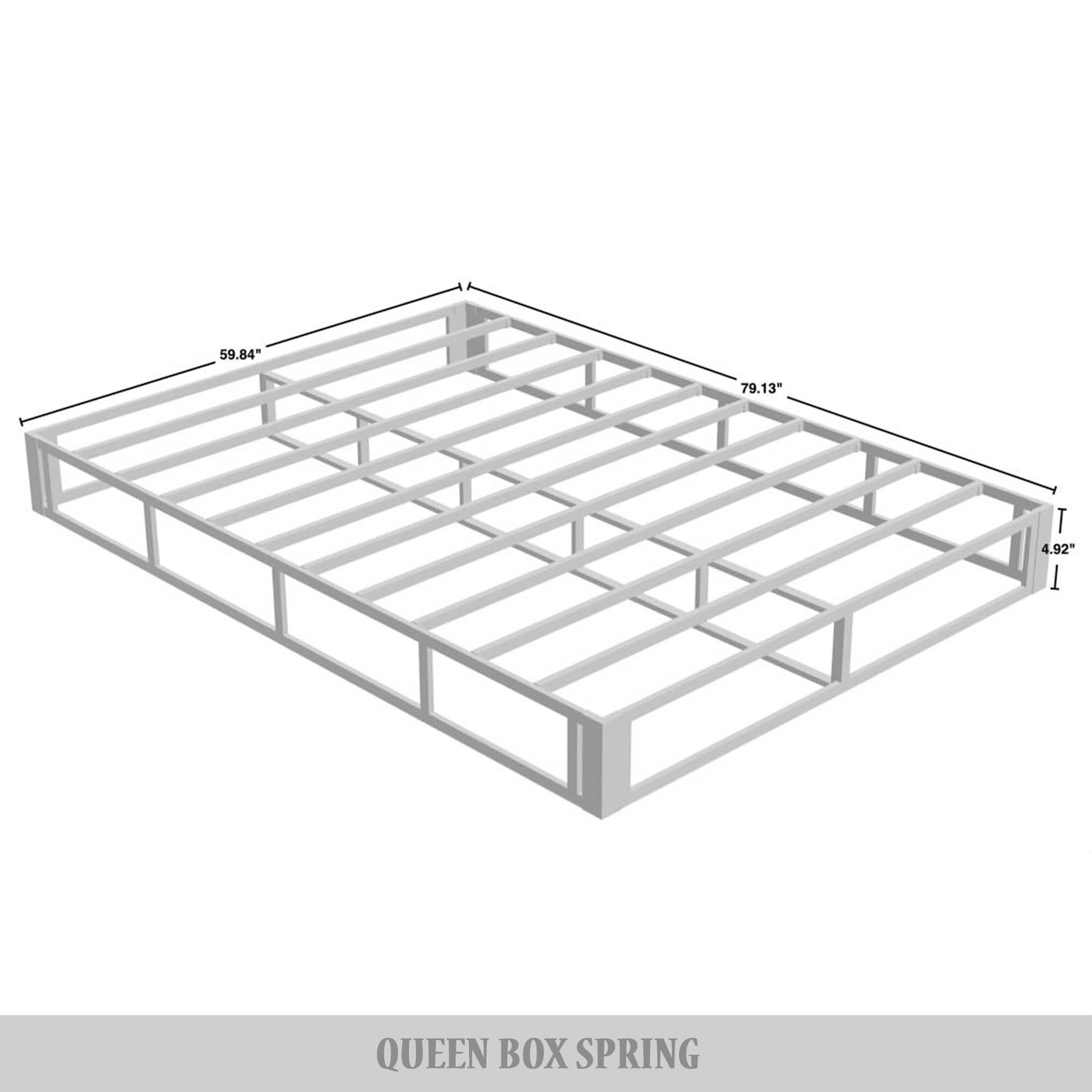 CraftPorch 5-Zoll-Metall-Boxspringbett mit warmgrauem Leinenbezug