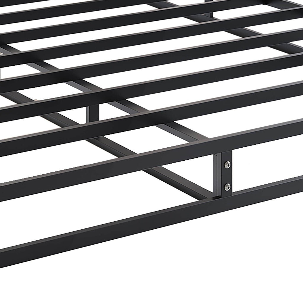 CraftPorch 5-Zoll-Metall-Boxspringbett mit warmgrauem Leinenbezug