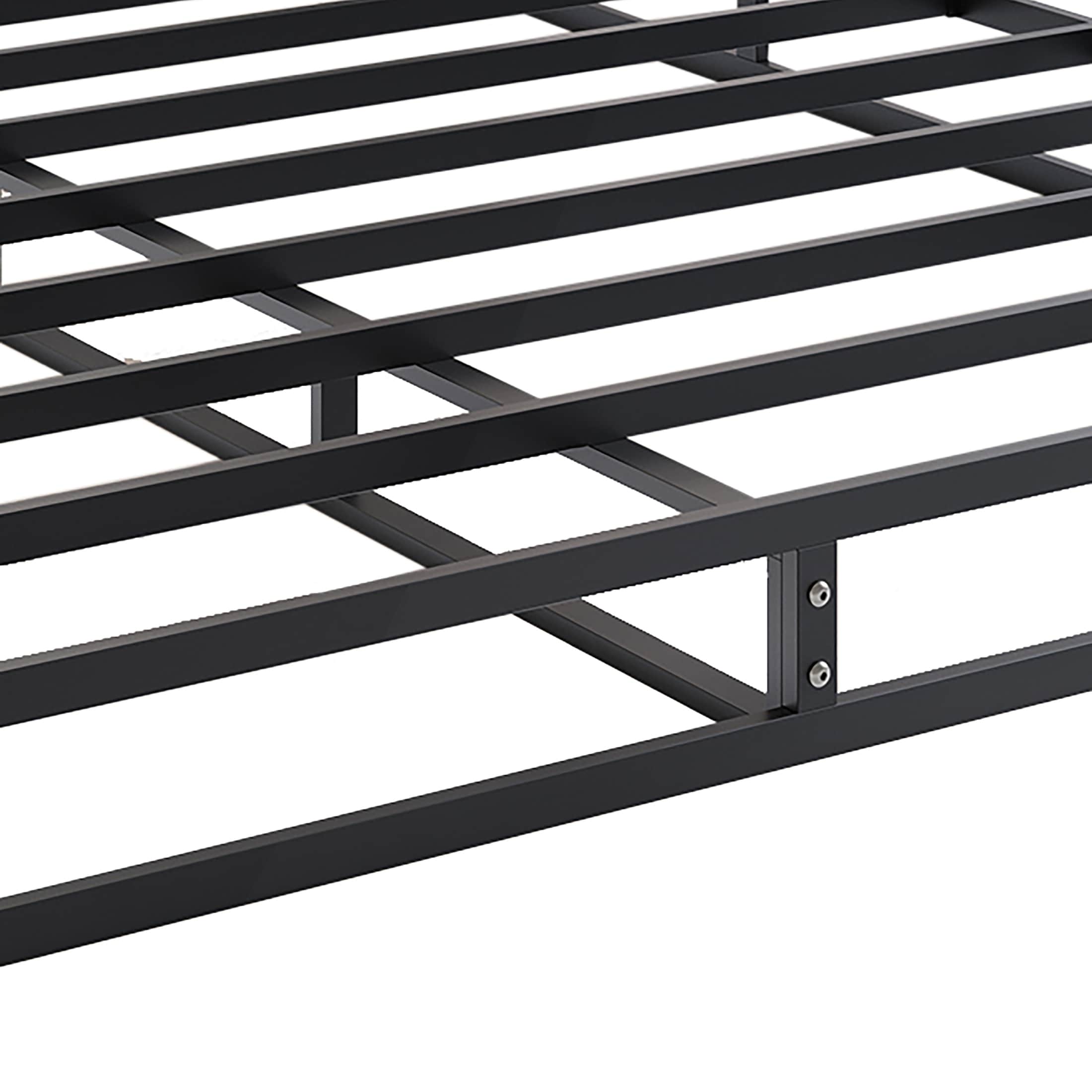 CraftPorch 5-Zoll-Metall-Boxspringbett mit warmgrauem Leinenbezug