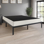 CraftPorch 5-Zoll-Metall-Boxspringbett mit warmgrauem Leinenbezug