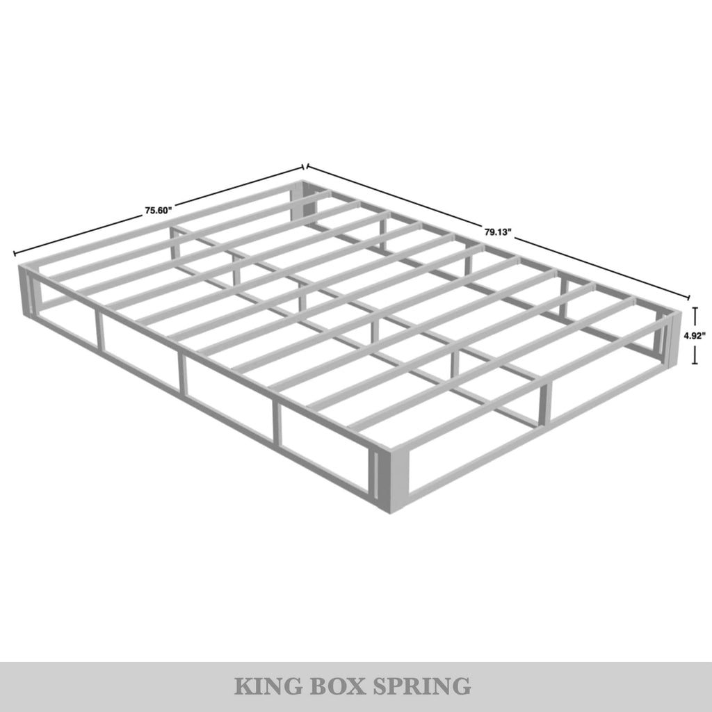 CraftPorch 5-Zoll-Metall-Boxspringbett mit warmgrauem Leinenbezug