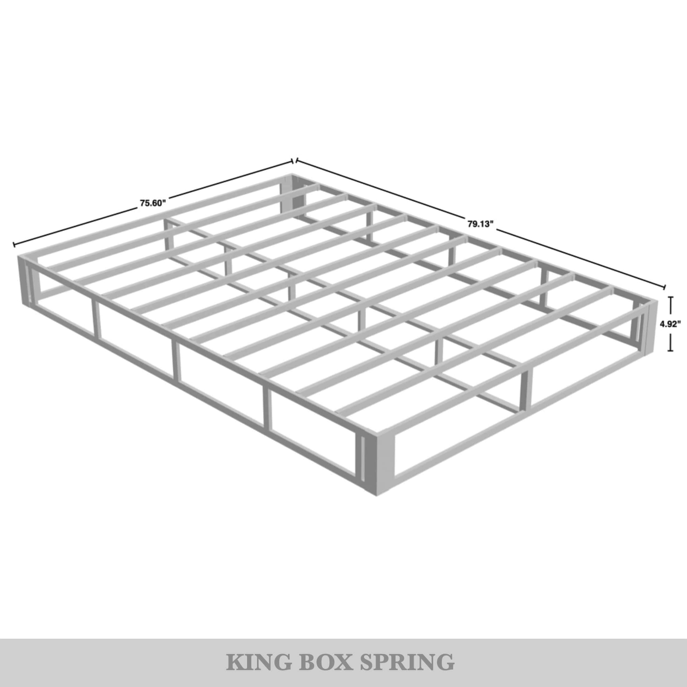 CraftPorch 5-Zoll-Metall-Boxspringbett mit warmgrauem Leinenbezug