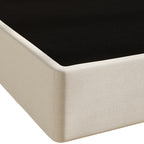 CraftPorch 5-Zoll-Metall-Boxspringbett mit warmgrauem Leinenbezug