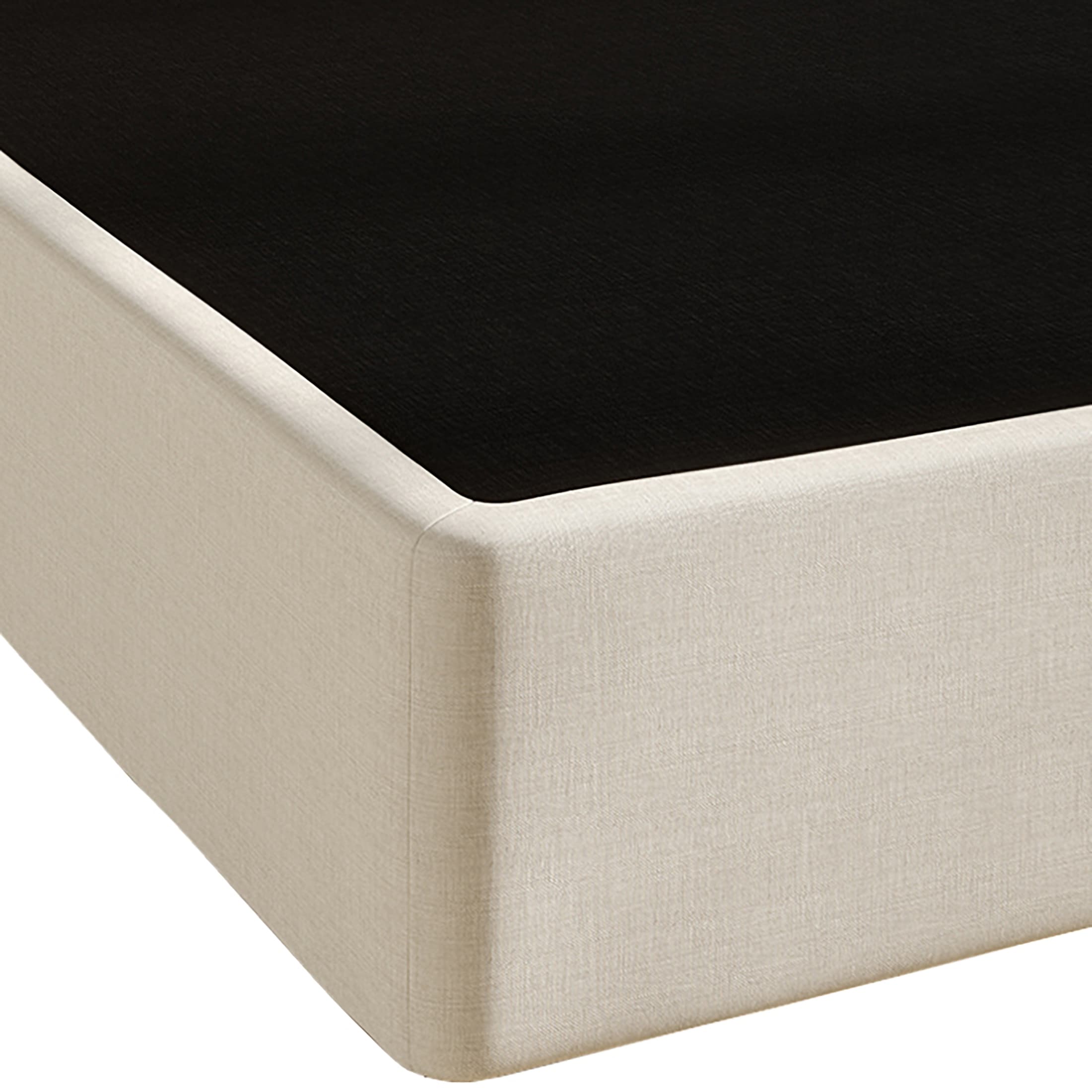 CraftPorch 5-Zoll-Metall-Boxspringbett mit warmgrauem Leinenbezug