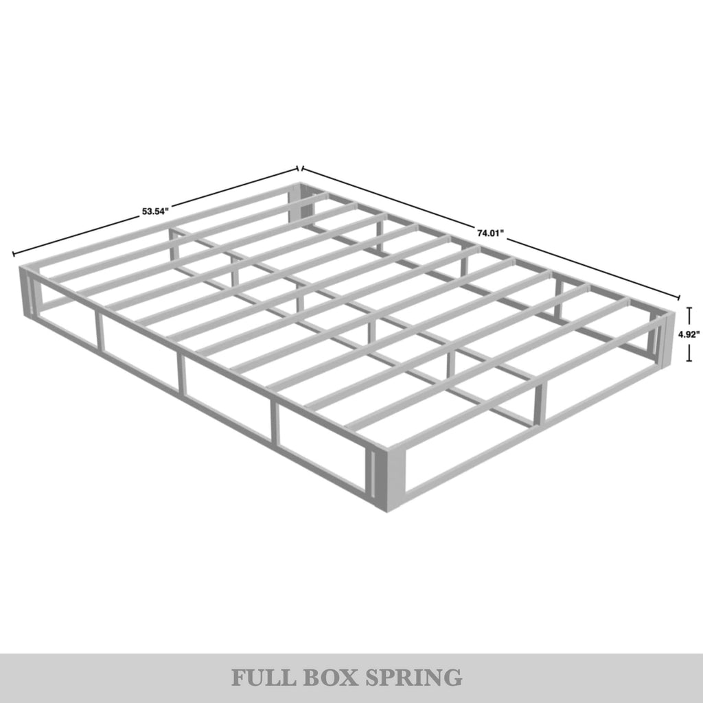 CraftPorch 5-Zoll-Metall-Boxspringbett mit warmgrauem Leinenbezug