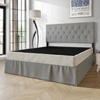 CraftPorch Boxspringbett aus Massivholz (12,7 cm) mit Holzlatten und warmgrauem Leinenbezug