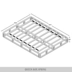 CraftPorch Boxspringbett aus Massivholz (12,7 cm) mit Holzlatten und warmgrauem Leinenbezug