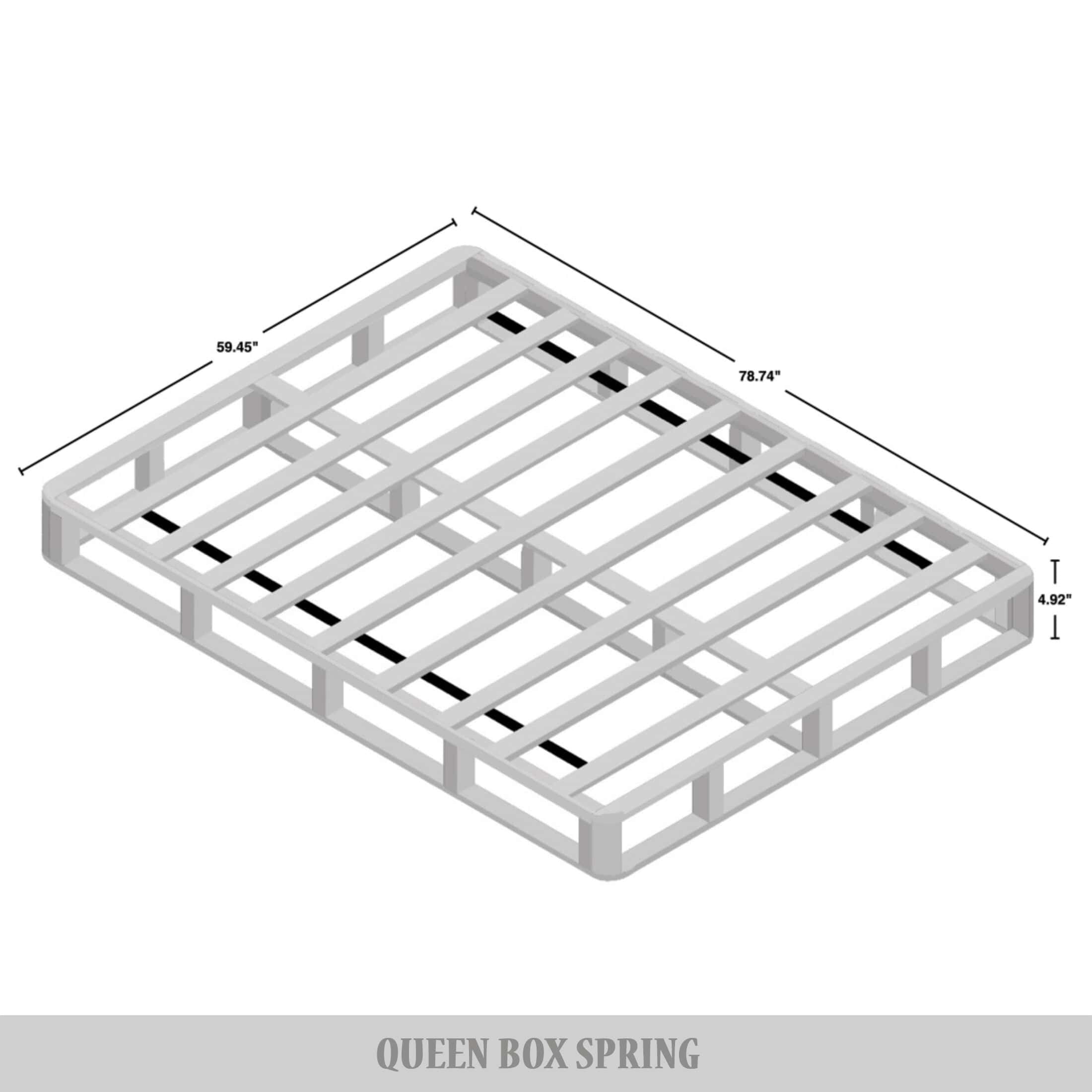 CraftPorch Boxspringbett aus Massivholz (12,7 cm) mit Holzlatten und warmgrauem Leinenbezug