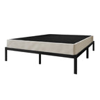 CraftPorch Boxspringbett aus Massivholz (12,7 cm) mit Holzlatten und warmgrauem Leinenbezug