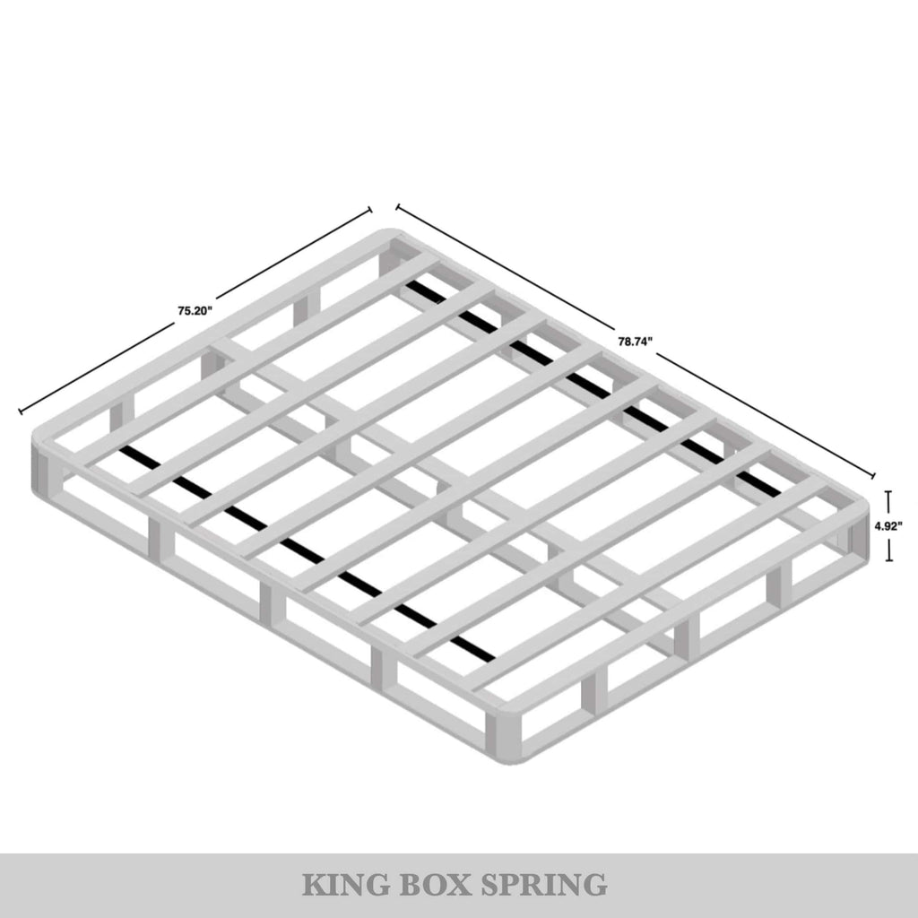 CraftPorch Boxspringbett aus Massivholz (12,7 cm) mit Holzlatten und warmgrauem Leinenbezug