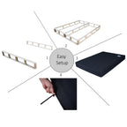 CraftPorch Boxspringbett aus Massivholz (12,7 cm) mit Holzlatten und warmgrauem Leinenbezug