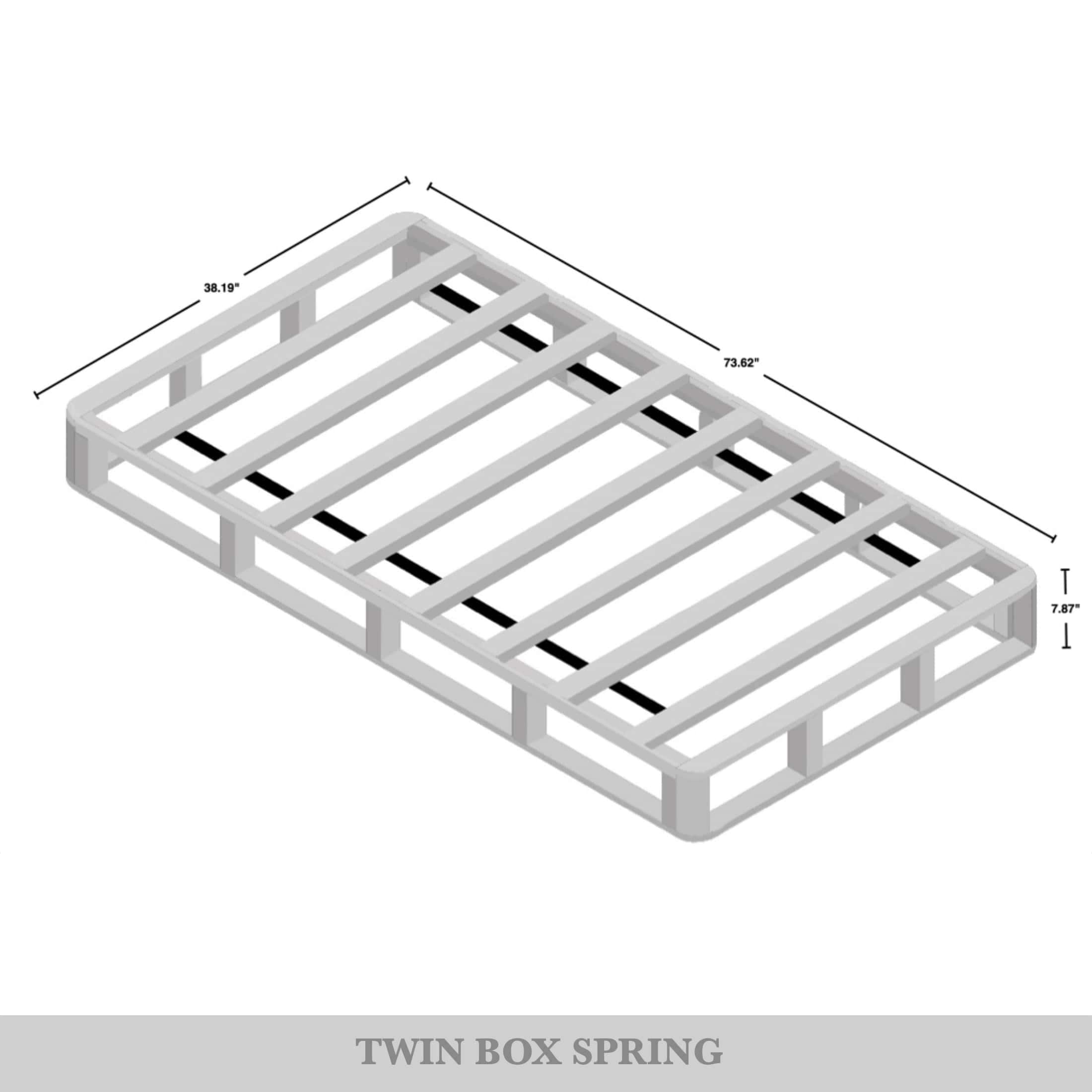 CraftPorch Massivholz-Boxspringbett (8 Zoll) mit Holzlatten