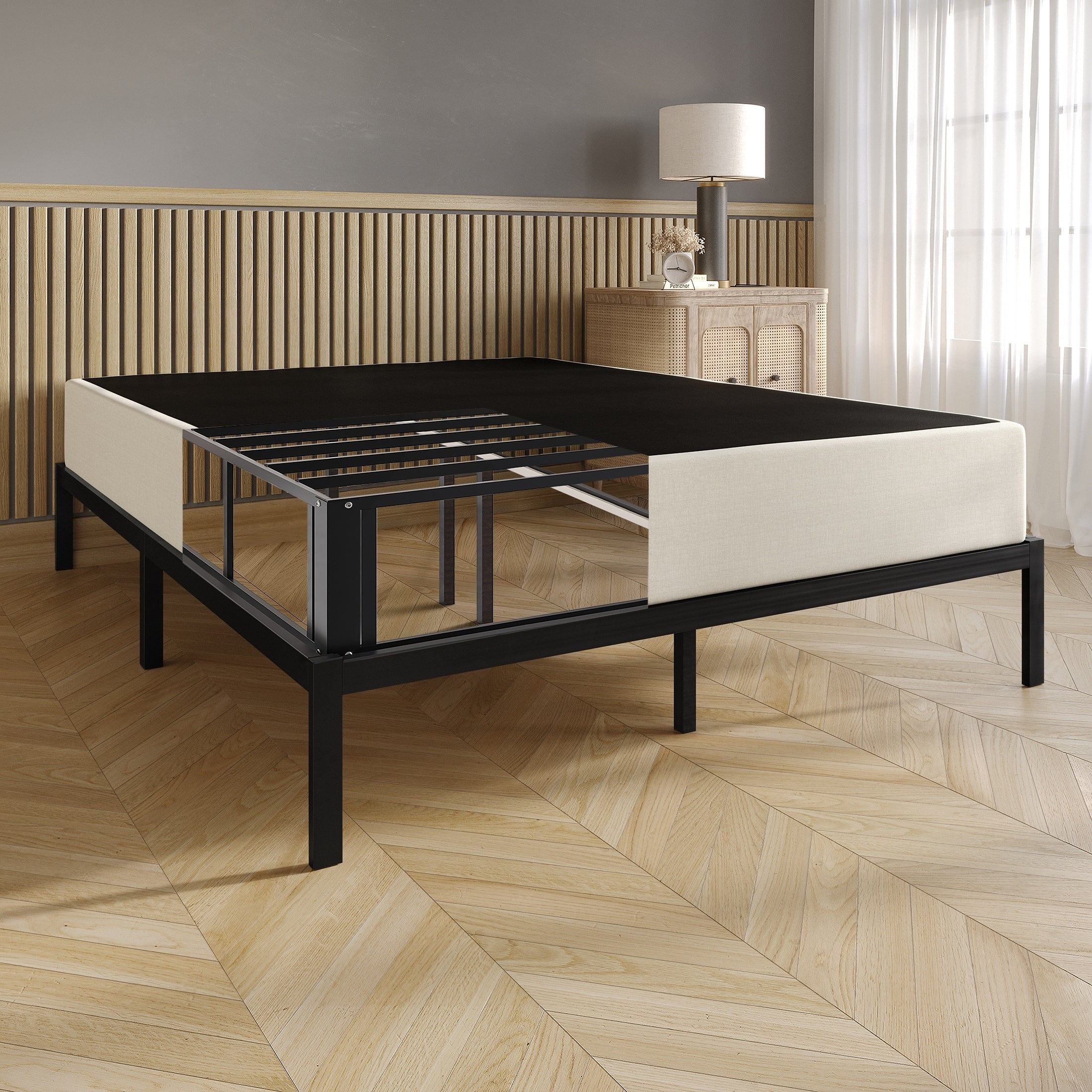 CraftPorch Polsterbett aus Leinen und Metall