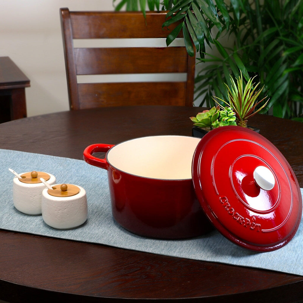 Craftsman 7-Quart-Gusseisen-Rundtopf mit zwei Griffen in Pfefferrot