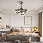 Cusp Barn 42 Deckenventilator mit einziehbarem Gehäuse, Beleuchtung und Fernbedienung, DIY Shape Fandelier, moderne, leise LED-Deckenleuchte mit Gleichstrommotor