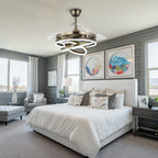 Cusp Barn 42 Deckenventilator mit einziehbarem Gehäuse, Beleuchtung und Fernbedienung, DIY Shape Fandelier, moderne, leise LED-Deckenleuchte mit Gleichstrommotor