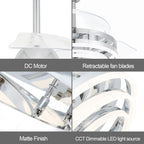 Cusp Barn 42 Deckenventilator mit einziehbarem Gehäuse, Beleuchtung und Fernbedienung, DIY Shape Fandelier, moderne, leise LED-Deckenleuchte mit Gleichstrommotor